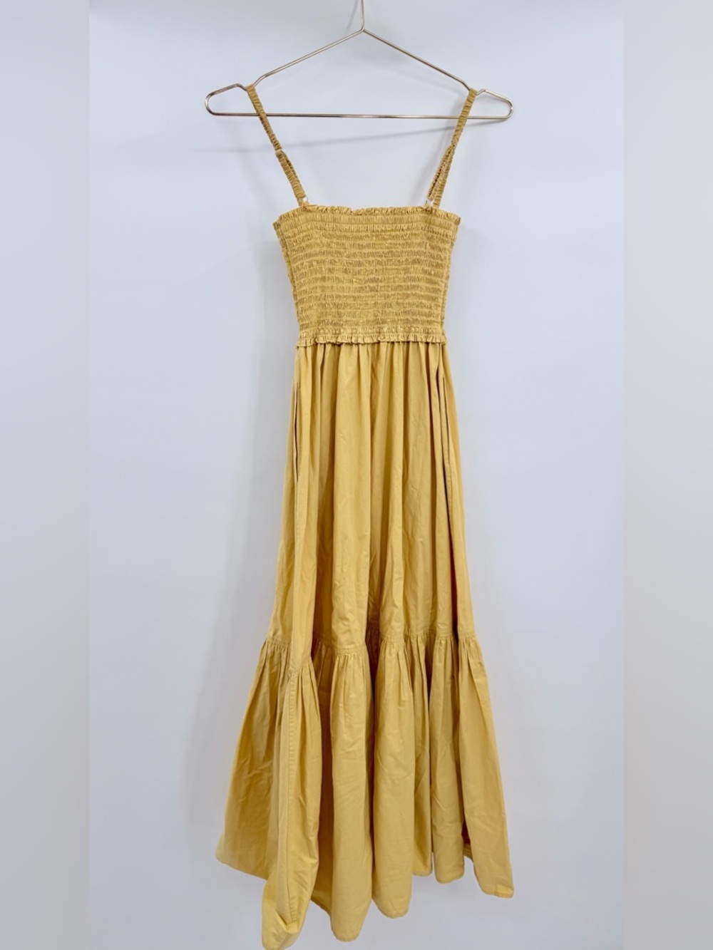 A.L.C. Austyn Smocked Maxi Dress Maize Yellow Cotton Size 4 - Picture 9 of 11